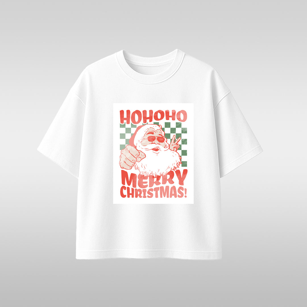 Santa Ho Ho Ho Merry Christmas T-Shirt — Vintage Holiday Graphic Tee