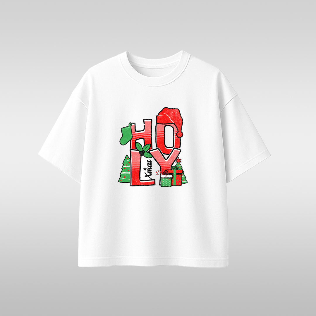 Holiday 'HOLEY' Christmas T-Shirt — Funny Santa Hat & Gift Graphic