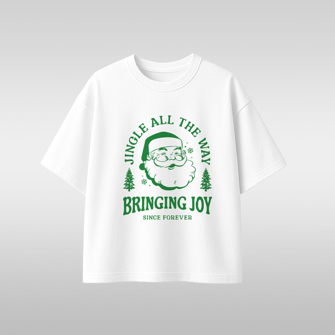 Christmas T-Shirt — "Jingle All The Way Bringing Joy" Vintage Santa Holiday Tee