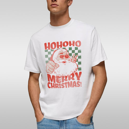 Santa Ho Ho Ho Merry Christmas T-Shirt — Vintage Holiday Graphic Tee