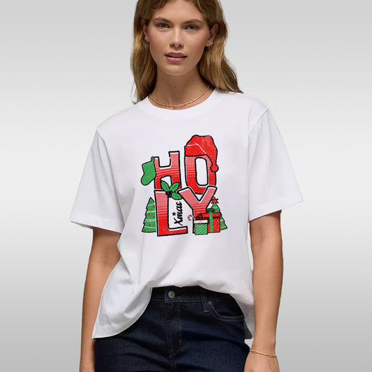 Holiday 'HOLEY' Christmas T-Shirt — Funny Santa Hat & Gift Graphic