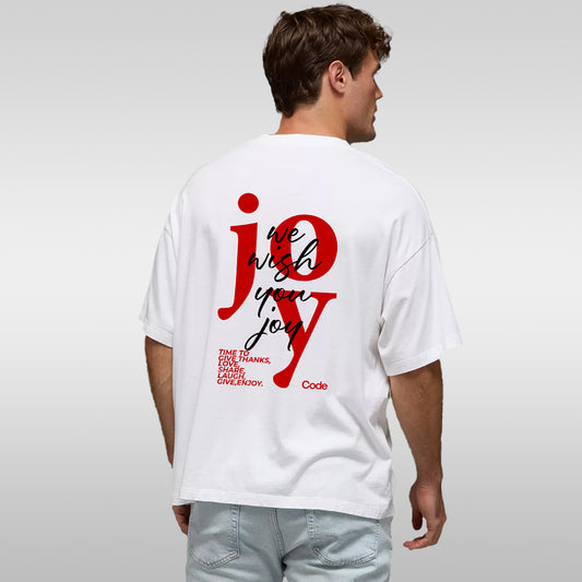 Joy Graphic T-Shirt — Red Typographic Back Design