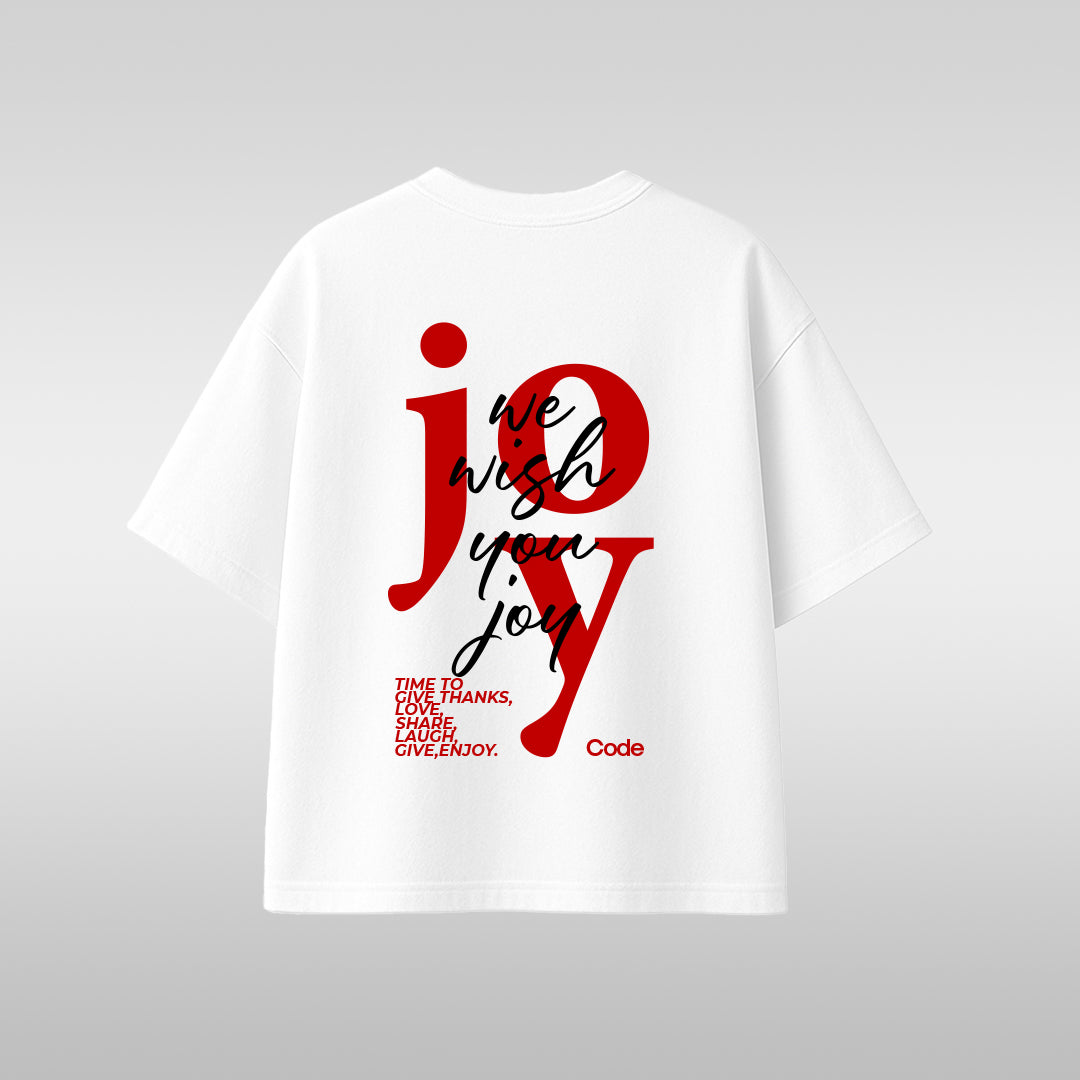 Joy Graphic T-Shirt — Red Typographic Back Design
