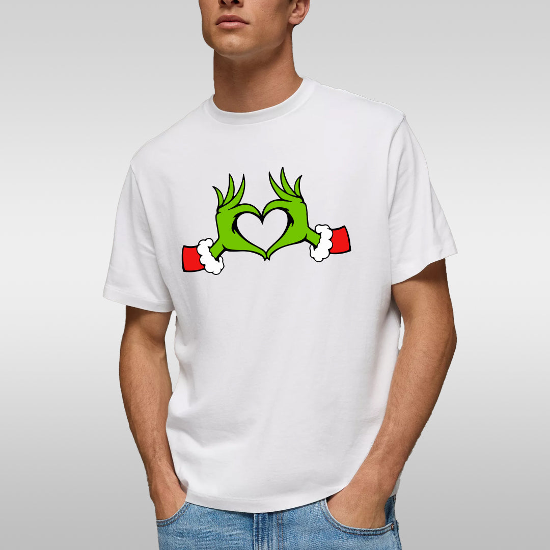 Grinch Hands Heart T-Shirt — Holiday Funny Christmas Tee