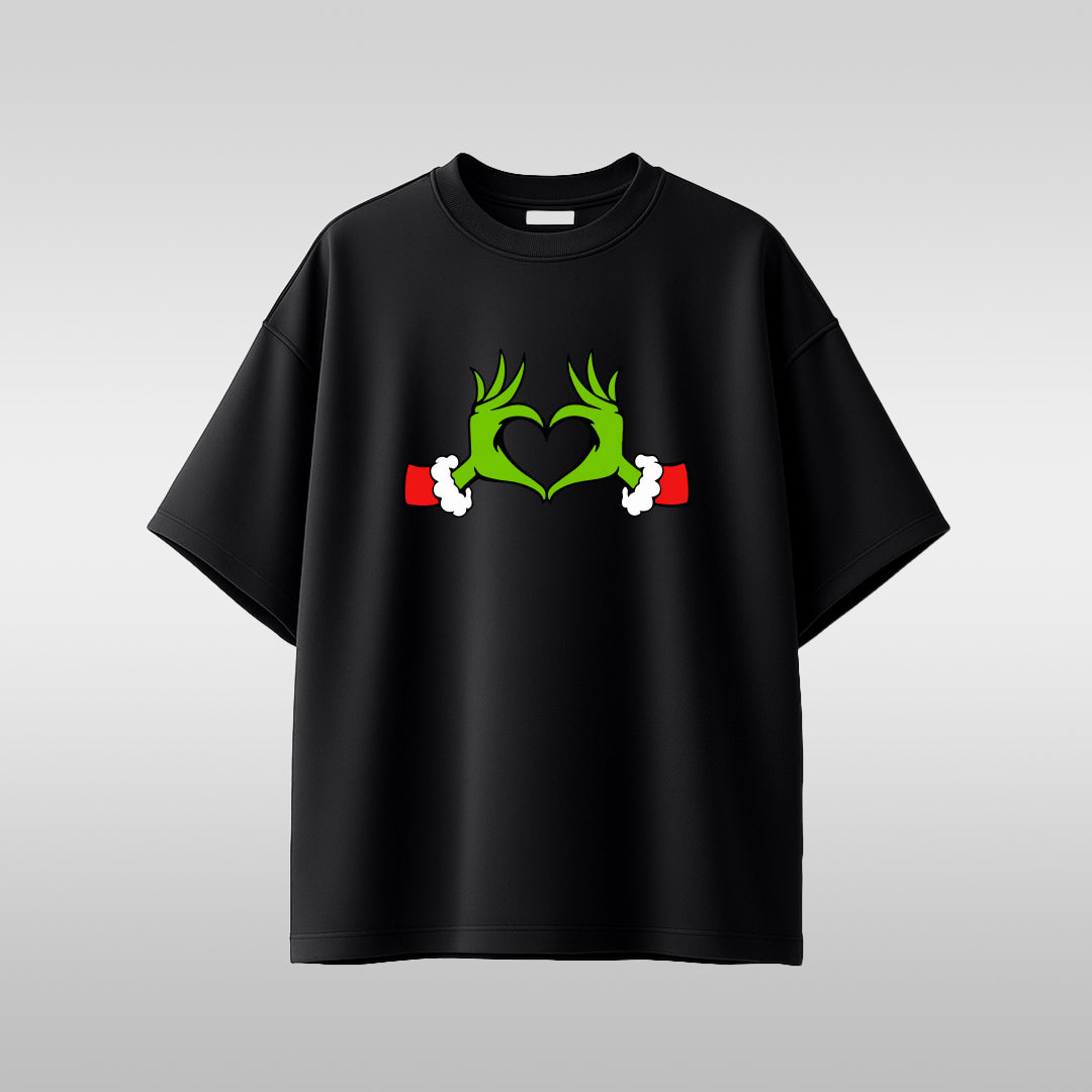 Grinch Hands Heart T-Shirt — Holiday Funny Christmas Tee