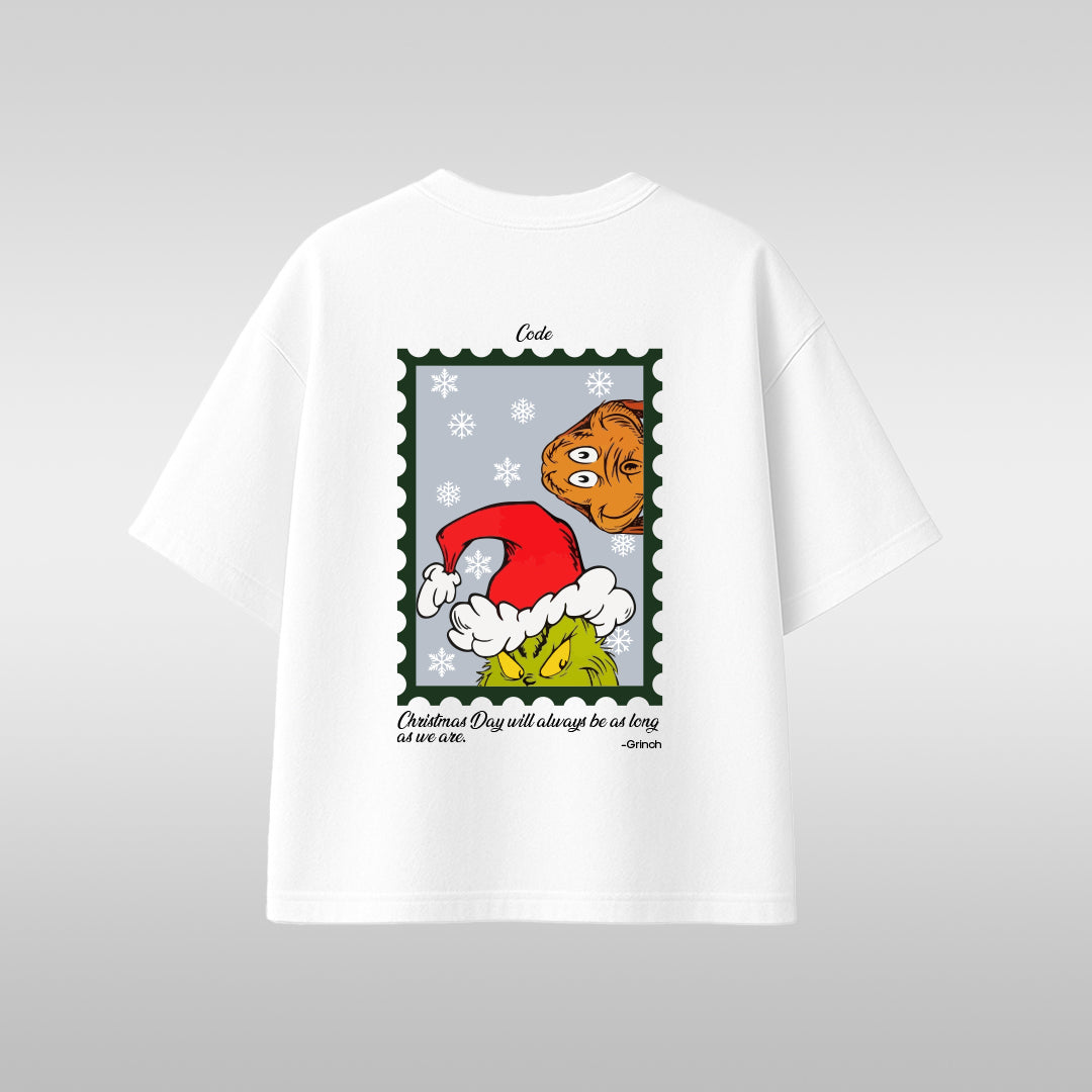 Holiday Gnome Stamp Graphic T-Shirt — Cute Santa Gnome Back Print