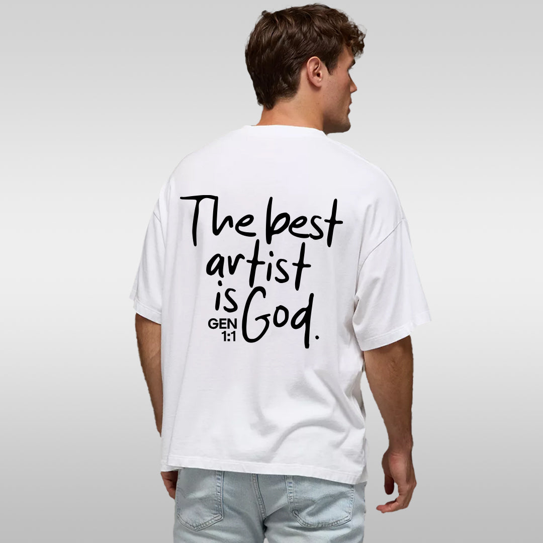 Graphic T-Shirt — "The Best Artist is God" Back Print